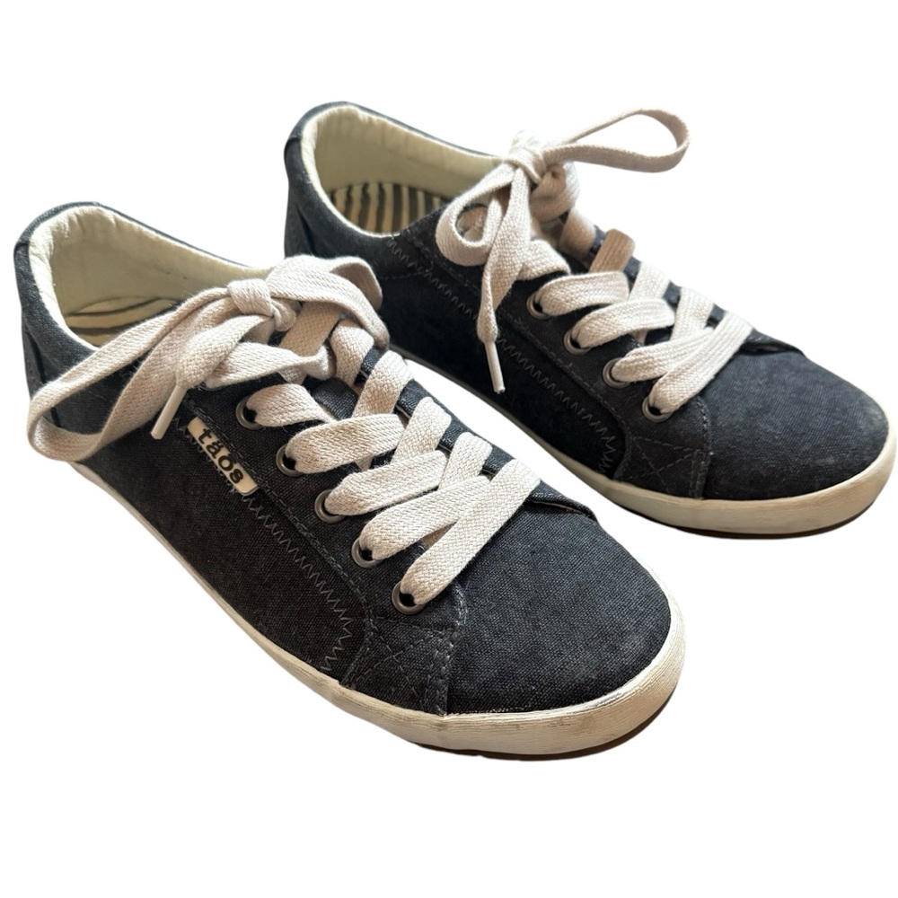 Taos Star Charcoal Gray Washed Canvas Lace up Sneaker Shoes Womens Size 5.5 - Picture 2 of 12